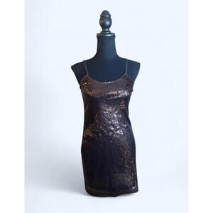 Vintage Y2K Papaya brown sequin mini dress Size Small